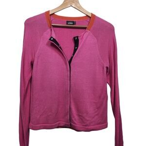 Kate Spade Saturday 100% Wool Barbie Pink Snap Cardigan Size Med
